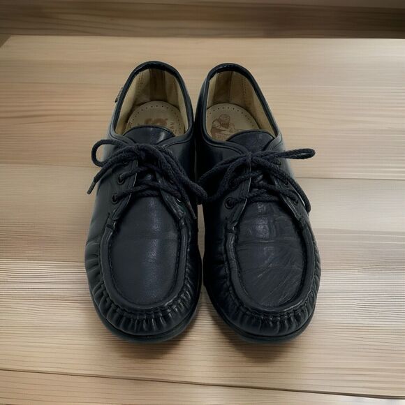 Vintage SAS Siesta Women Leather Comfort Shoes Navy Mock Toe Lace Up Sz 7.5 - Picture 2 of 11